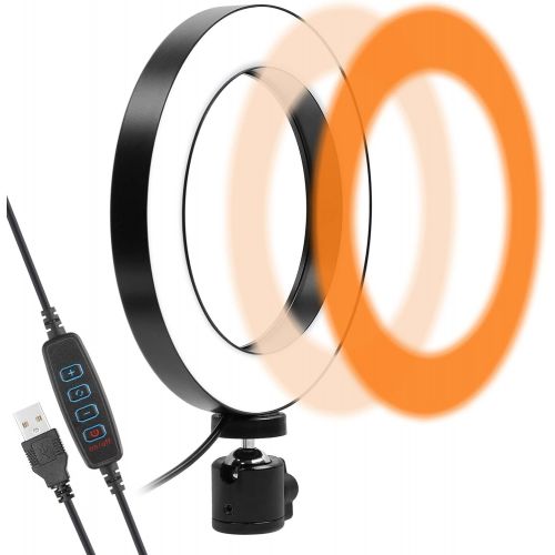  [아마존베스트]Gemwon Ring Light 6 Inches - 3 Color Lights & 10 Dimmable Brightness, Premium LED Makeup Lighting for Streaming, YouTube Video, Photo, Photography, Selfie