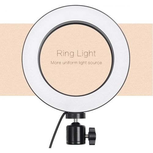  [아마존베스트]Gemwon Ring Light 6 Inches - 3 Color Lights & 10 Dimmable Brightness, Premium LED Makeup Lighting for Streaming, YouTube Video, Photo, Photography, Selfie