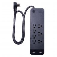 [아마존베스트]GE Pro 7-Outlet 2-USB Power Strip Surge Protector, 3ft. Cord, 37054