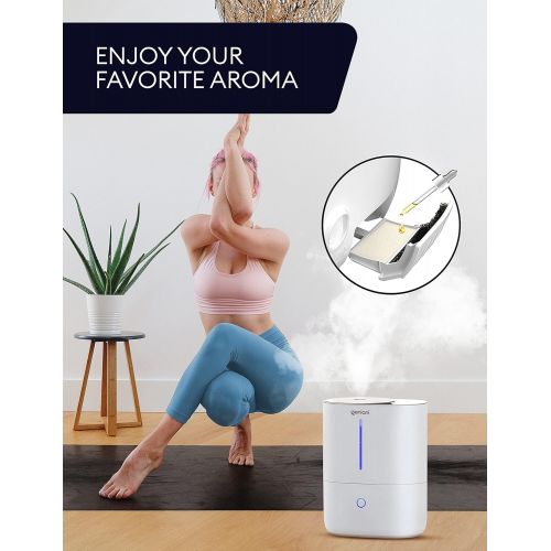  GENIANI Top Fill Cool Mist Humidifiers for Bedroom & Essential Oil Diffuser - Smart Aroma Ultrasonic Humidifier for Home, Baby, Large Room with Auto Shut Off, 4L Easy to Clean Wate