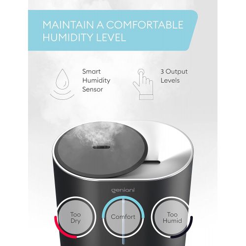  [아마존베스트]GENIANI Top Fill Cool Mist Humidifiers for Bedroom & Essential Oil Diffuser - Smart Aroma Ultrasonic Humidifier for Home, Baby, Large Room with Auto Shut Off, 4L (1.05 Gal) Easy to