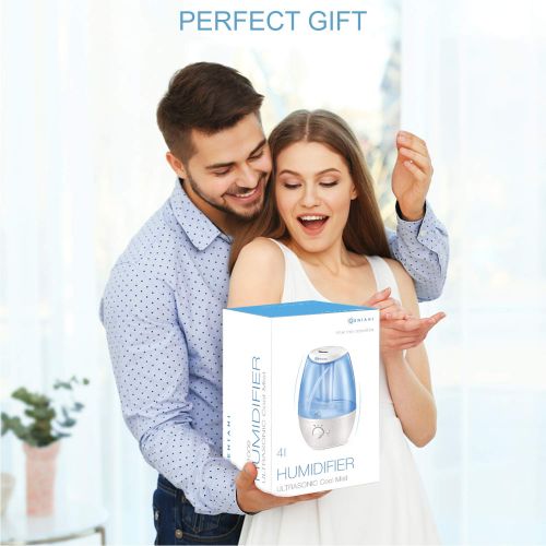  GENIANI Humidifiers Ultrasonic Cool Mist Humidifier for Bedroom - Filter-Free Vaporizer with Night Light and Auto Shut Off