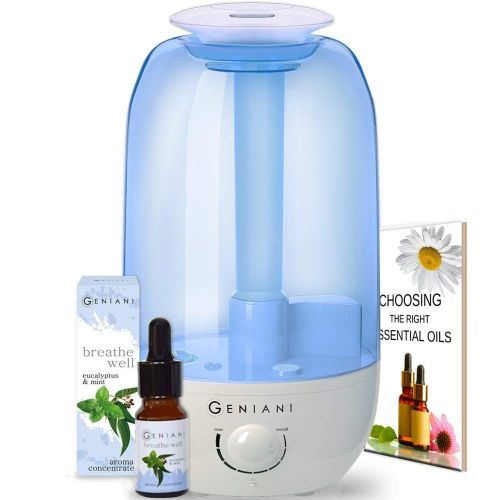  GENIANI Ultrasonic Cool Mist Aroma Humidifier with NIGHTLIGHT and Essential Oil Set - Best Aromatherapy Humidifiers for BedroomLiving RoomOffice and House | Quiet Operation, Safe