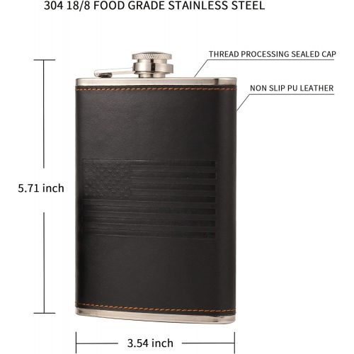  [아마존베스트]GENNISSY 9 Ounce American Flag Flask Gift sets for Men- 18/8 Food Grade Stainless Steel Leak Proof with With Funnel and 4 Cups