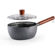 GENRICE Nostick Saucepan, 3 Quart Saucepan with Glass Lid, Multipurpose Pasta Pot Soup Sauce Pan with Glass Lid Solid Wood Handle Coating PFOA Free Compatible All Stove Tops