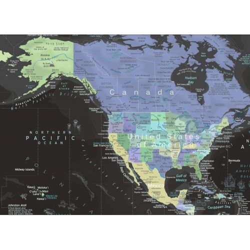  GeoJango World Map Wall Art - Large Framed Pin Board Map includes 100 map pins