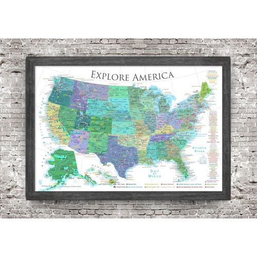  GeoJango National Parks Map, Map of the US Push Pin Map - Bright White Edition - Large Framed Map - Designed by a Professional Geographer (Masters in Environmental Science)