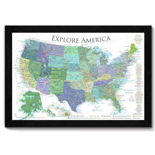  GeoJango National Parks Map, Map of the US Push Pin Map - Bright White Edition - Large Framed Map - Designed by a Professional Geographer (Masters in Environmental Science)