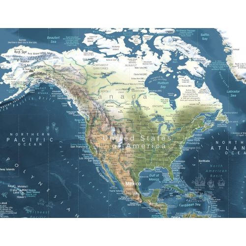  GeoJango Canvas World Map with Exterior Frame - Voyager 2 World Map - Framed Push Pin Map