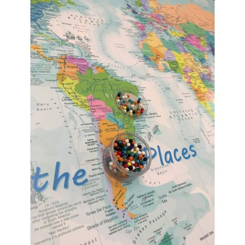  GeoJango Push Pin World Map - Explorer 1 World Map - Large World Map beautifully framed - Use as a Wall Map or Pin Board Map