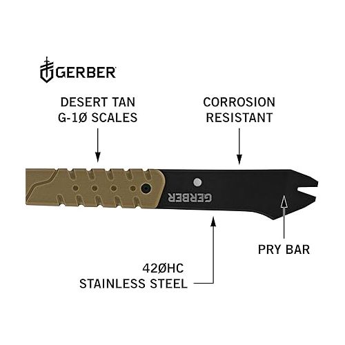  Gerber Gear Downrange Tactical Tomahawk - Multi-Tool Hammer Head Survival Axe with Steel Prybar - Tactical Gear with Included MOLLE Sheath
