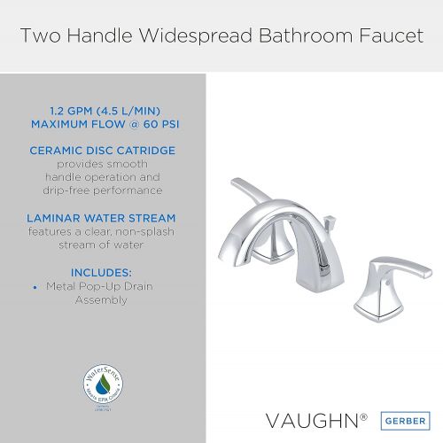  Danze D304118 Vaughn Widespread Bathroom Faucet with Metal Pop-Up Drain, Chrome