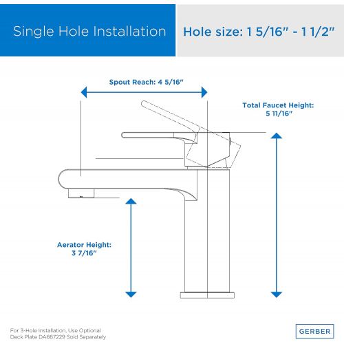  Danze D220887 South Shore Single Handle Bathroom Faucet with Metal Touch-Down Drain, Chrome