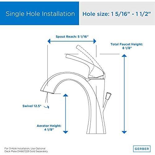  Danze D225018BN Vaughn Single Handle Bathroom Faucet with Metal Pop-Up Drain, Brushed Nickel