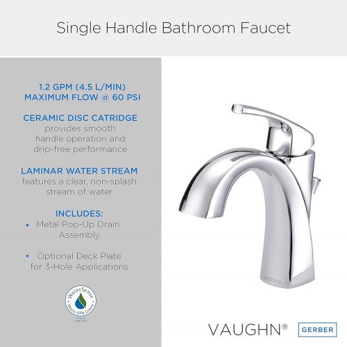  Danze D225018BN Vaughn Single Handle Bathroom Faucet with Metal Pop-Up Drain, Brushed Nickel