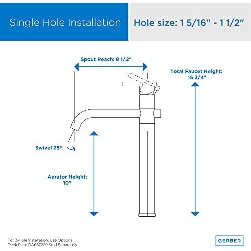  Danze D224158 Parma Single Handle Bathroom Faucet with Metal Touch-Down Drain, Chrome