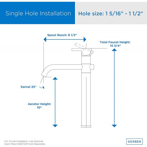  Danze D224158 Parma Single Handle Bathroom Faucet with Metal Touch-Down Drain, Chrome