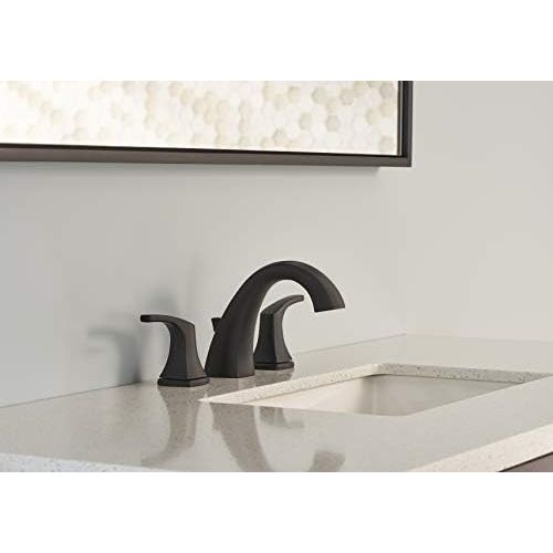  Danze D304118BS Vaughn Widespread Bathroom Faucet with Metal Pop-Up Drain, Satin Black