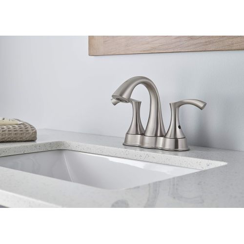  Danze D301122BN Antioch Two Handle Centerset Bathroom Faucet with Metal Touch-Down Drain, Brushed Nickel