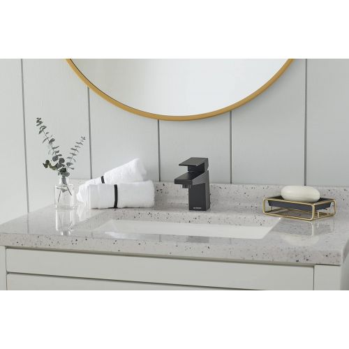  Danze D222562BS Mid-Town Single Handle Bathroom Faucet with Metal Touch-Down Drain, Satin Black
