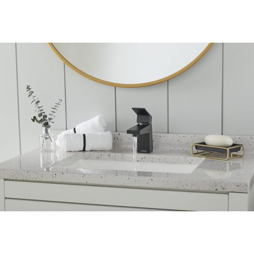  Danze D222562BS Mid-Town Single Handle Bathroom Faucet with Metal Touch-Down Drain, Satin Black