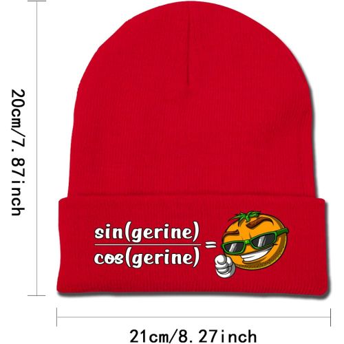  GERCASE Mathematics Tangerine Joke Math Design Red Beanie Adults Unisex Men Womens Kids Cuffed Plain Skull Knit Hat Cap