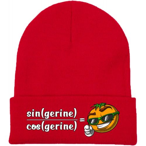  GERCASE Mathematics Tangerine Joke Math Design Red Beanie Adults Unisex Men Womens Kids Cuffed Plain Skull Knit Hat Cap