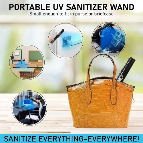  GERMOZAP UV Sterilizer View Disinfection Reports UV Wand Light Sanitizer Both USB Power and Rechargeable Battery Power, Hand Sanitizer Travel Size, Makeup Brush Cleaner, Ride Share