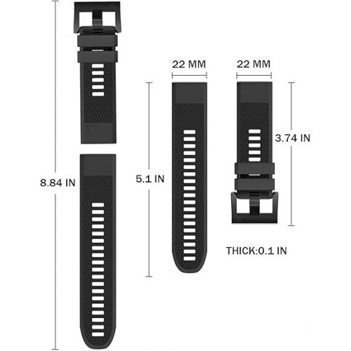  Watch Band Fenix 5 22mm Width Compatible with Fenix 5/Fenix 5 Plus/Fenix 6/Fenix 6 Pro/Forerunner 935/Forerunner 945/Instinct Tide/Instinct Tactical (Black)