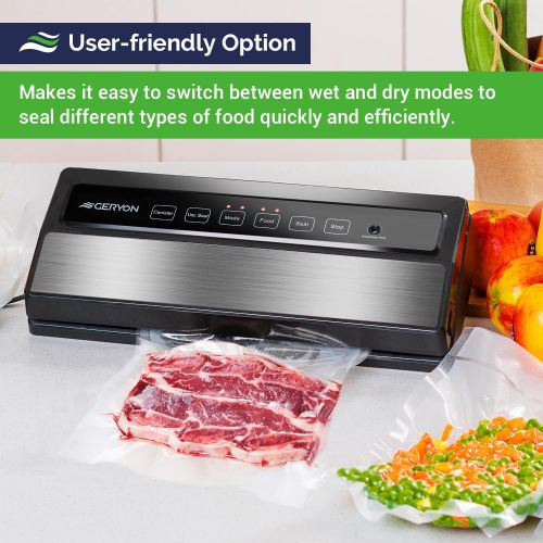  [아마존베스트]GERYON Vacuum Sealer Machine, Automatic Food Sealer for Food Savers w/Starter Kit|Led Indicator Lights|Easy to Clean|Dry & Moist Food Modes| Compact Design (Silver)