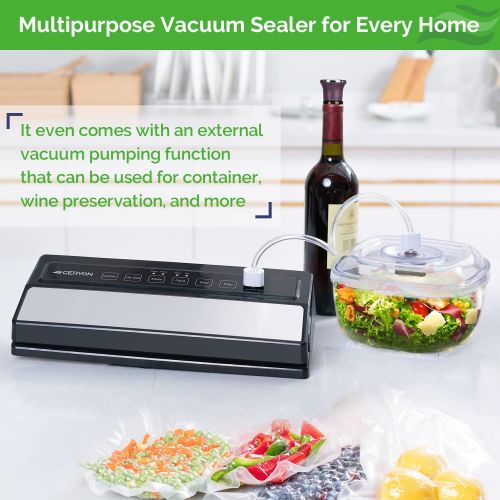  [아마존베스트]GERYON Vacuum Sealer Machine, Automatic Food Sealer for Food Savers w/Starter Kit|Led Indicator Lights|Easy to Clean|Dry & Moist Food Modes| Compact Design (Silver)