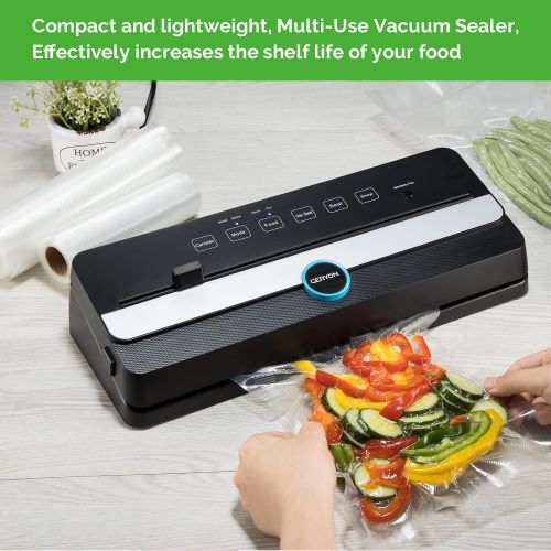  [아마존베스트]GERYON Vacuum Sealer, Automatic Food Sealer Machine for Food Savers w/Built-in Cutter|Starter Kit|Led Indicator Lights|Easy to Clean|Dry & Moist Food Modes| Compact Design (Black)