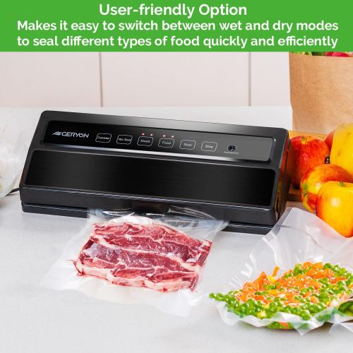  [아마존베스트]GERYON Vacuum Sealer, Automatic Food Sealer Machine with Starter Bags & Roll for Food Savers and Sous Vide, Black