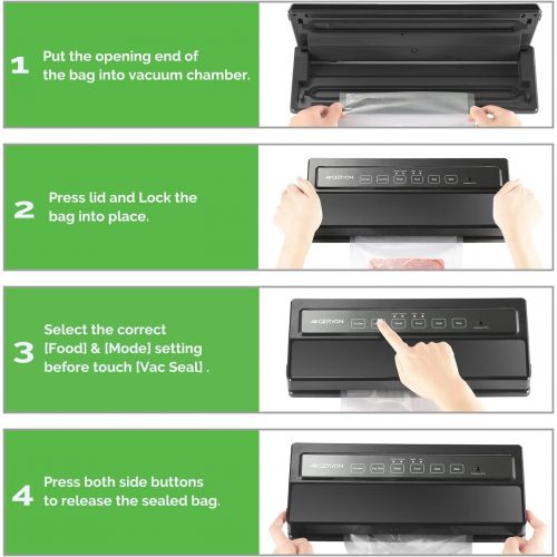  [아마존베스트]GERYON Vacuum Sealer, Automatic Food Sealer Machine with Starter Bags & Roll for Food Savers and Sous Vide, Black