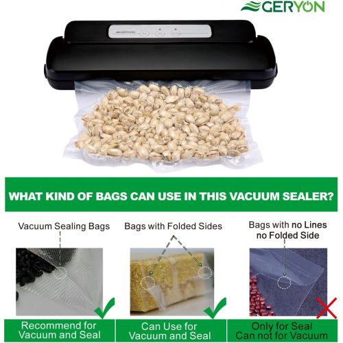  GERYON Vacuum Sealer, Automatic Food Sealer Machine with Starter Bags & Roll for Food Savers and Sous Vide, Black