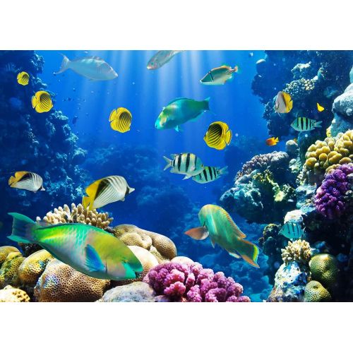  GESEN Underwater World Backdrop 10x7ft Colorful Fish Marine Life Photography Backdrop for Pictures Themed Party Background Photo Studio Props XCGE836