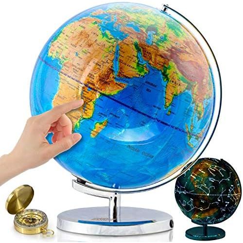  [아마존베스트]World Globe with Illuminated Constellations  13” Light Up Globe for Kids & Adults  Interactive Earth Globe Makes Great Educational Toys, Office Supplies, Teacher Desk Decor, More