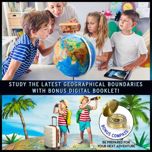  [아마존베스트]World Globe with Illuminated Constellations  13” Light Up Globe for Kids & Adults  Interactive Earth Globe Makes Great Educational Toys, Office Supplies, Teacher Desk Decor, More