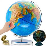 GET LIFE BASICS World Globe with Illuminated Constellations  13” Light Up Globe for Kids & Adults  Interactive Earth Globe Makes Great Educational Toys, Office Supplies, Teacher Desk Decor, More