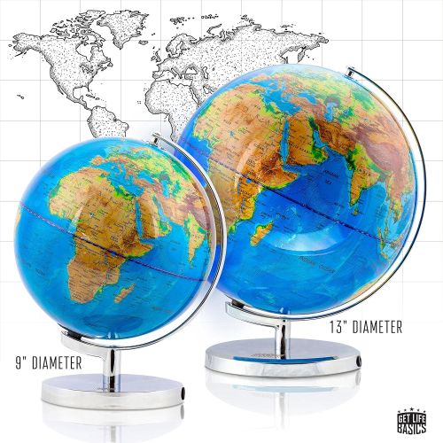  [아마존베스트]GET LIFE BASICS World Globe with Illuminated Constellations  13” Light Up Globe for Kids & Adults  Interactive Earth Globe Makes Great Educational Toys, Office Supplies, Teacher Desk Decor, More