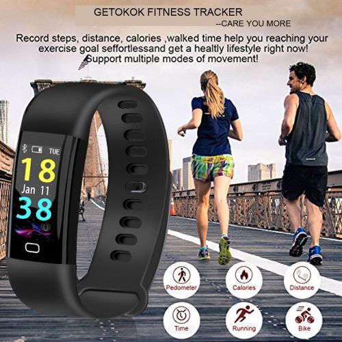  GETOKOK Fitness Tracker, Sports Watch Color Screen Activity Tracker with Multi-Sport Mode, Heart Rate Blood Pressure Monitor Fitness Watch Smart Band for Women, Kids, Men, Android,