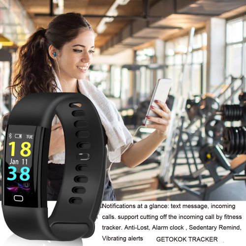  GETOKOK Fitness Tracker, Sports Watch Color Screen Activity Tracker with Multi-Sport Mode, Heart Rate Blood Pressure Monitor Fitness Watch Smart Band for Women, Kids, Men, Android,