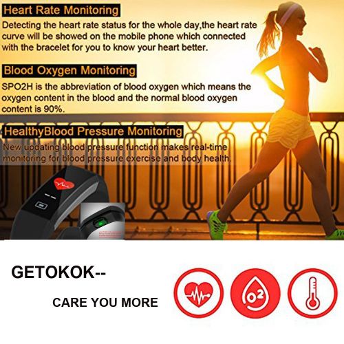  GETOKOK Fitness Tracker, Sports Watch Color Screen Activity Tracker with Multi-Sport Mode, Heart Rate Blood Pressure Monitor Fitness Watch Smart Band for Women, Kids, Men, Android,