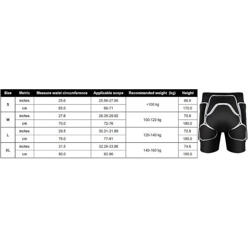  GEZICHTA Protective Padded Shorts 3D Protection Hip Butt EVA Skating Skateboarding Padded Shorts Impact Pads for Hip Protection