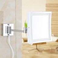 GF Wood Square 8.5Inch Led Light Wall-Mounted Folding Cosmetic Mirror 3X Magnifying Led Makeup Mirror Bathroom Mirror