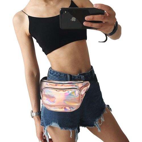  G-Fiend Women Waist Pack Holographic Shiny Fanny Pack Fashion Bum Bag