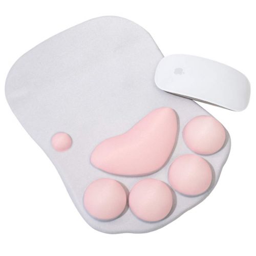  GGET Cat Paw Mouse Pad with Wrist Support, Cartoon Cute Cats Paw Soft Silicone Rests Wrist Cushion Fashion Rest Comfort Mouse Pats (10.6×8.0)