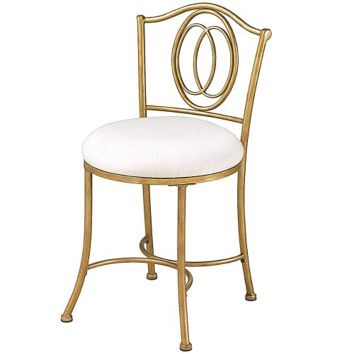  GGL Gold Vanity Chair with Back Upholstered Stool for Bedroom Bathroom Makeup Metal Fancy Queen for Women Glam Retro Modern Contemporary Victorian Paris Luxury Oval Girly Design Beauty