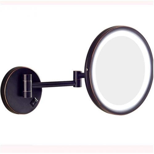  GGMIN LED Lighted Vanity Mirror, Double Sided 360° Rotation Magnifying Mirror, Extendable Cosmetic Mirror for Spa and Hotel,Oil-Rubbed Bronze_8.5 inches