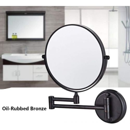  GGMIN Wall Mount Makeup Mirror, Double Sided Adjustable Bathroom Mirror, Stainless Steel 360° Rotation 3X Magnifying Mirror for Spa and Hotel,Oil-Rubbed Bronze_8 inches